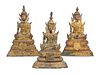 * Three Thai Gilt Bronze Figures of Buddha Height of tallest 7 1/2 inches.