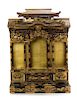 A Japanese Gilt Laquered Wood Shrine 28 1/2 x 21 x 7 1/2 inches.