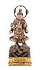 A Japanese Lacquered Wood Figure of A Guardian Height 8 3/4 inches.