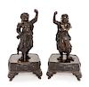 A Pair of Japanese Bronze Guardian-Form Candle Holders Height of each 12 3/4 inches.