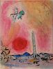Chagall, Marc,  Russian/ French 1887-1985,"Place de la Concorde" (figure on horse in pink and yellow sky over city), 