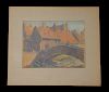 Crawford, Earl Stetson,  American 1877-1965,(Woman Crossing Small Village Bridge-Brittany) and similar drawing, , 