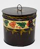 Tole decorated tin hinged lid box