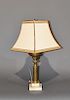 Early marble base lamp with brass column