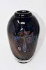 Signed Wright 1982 art glass vase