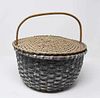 Antique hickory basket w/ lid & wooden handle