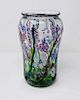 Floral Fields art glass vase signed Boyer