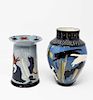 2 West Cote Bell pottery vases