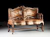 A CHINESE FINELY CARVED AND MOTHER-OF-PEARL INLAID HARDWOOD SETTEE, LATE 19TH/EARLY 20TH CENTURY,