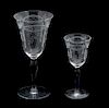 Eleven Miscellaneous Pieces of Wheel Cut Crystal Stemware Height of taller 7 3/8 inches.