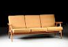A HANS WEGNER (DANISH 1914-2007) MODEL GE-270/3 THREE-SEAT TEAK SOFA, DESIGNED 1954, MANUFACTURED BY GETAMA, GEDSTED, DEMARK, CIRCA 1960,