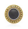 An Antique Yellow Gold, Banded Onyx and Enamel Mourning Brooch, 14.80 dwts.