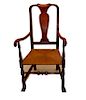 Restored Rush Seat Queen Ann Arm Chair