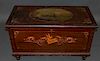 1907 Paint Decorated Dovetailed Blanket Chest with Locomotive