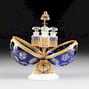 A CONTINENTAL COBALT BLUE CUT TO CLEAR CRYSTAL EGG SHAPE MECHANICAL SCENT CASKET, PROBABLY BOHEMIAN, CIRCA 1880,