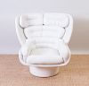 JOE COLOMBO BY COMFORT WHITE LEATHER AND FIBERGLASS 'ELDA' CHAIR FOR STENDIG 