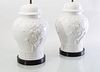 PAIR OF LARGE BLANC DE CHINE STYLE BALUSTER JARS MOUNTED AS LAMPS