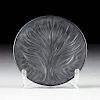 A SET OF SIXTEEN LALIQUE FROSTED BLACK ALGUES CRYSTAL DESSERT PLATES, ENGRAVED SIGNATURE, MODERN,