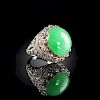 A CHINESE PLATINUM  "A" JADEITE JADE LADY'S RING,