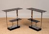 PAIR OF PAUL FRANKL CHROME, BAKELITE AND LACQUERED WOOD TWO-TIER SIDE TABLES BY SKYSCRAPER FURNITURE