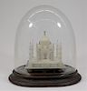 19C Indian Alabaster Taj Mahal Model in Glass Dome