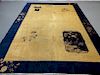 Chinese Art Deco Ivory & Navy Blue Room Size Rug