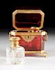 A FRENCH RUBY GLASS FITTED SCENT CASKET, PROBABLY PARIS, CIRCA 1880,