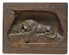 Swiss Lion of Lucerne Monument Carved Wood Panel