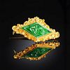 A 24K YELLOW GOLD AND CHINESE "A" JADEITE JADE LADY'S BROOCH,
