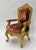 18C. French Louis XV Period Gilt Armchair