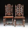 A PAIR OF VICTORIAN CARVED WALNUT SIDE CHAIRS, LATE 19TH CENTURY,