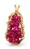 * A 14 Karat Yellow Gold, Synthetic Ruby and Diamond Pendant, 17.75 dwts.