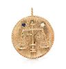 * A 14 Karat Yellow Gold Scales of Justice Pendant, 8.90 dwts.