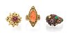 A Collection of Vintage Yellow Gold and Multigem Rings, 9.70 dwts.