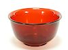 Chinese Red Peking Glass Carved Footed Bowl