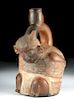 Chavin Pottery Figural Stirrup Vessel - Prisoner