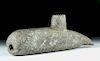 19th C. Alaskan Stone Smoking Pipe - Whale Form