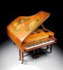 A GERMAN HAND PAINTED SATINWOOD BABY GRAND ART PIANO, BY EMIL ASCHERBERG, DRESDEN, LATE 19TH CENTURY,