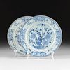 A PAIR OF ANTIQUE CHINESE BLUE AND WHITE ENAMELED PORCELAIN PLATES, POSSIBLY 18TH CENTURY,