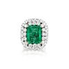 A Colombian Emerald and Diamond Platinum Ring