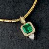 A 10.66-Carat Colombian Emerald and Diamond Pendant Necklace, Italian
