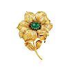 Tiffany & Co. Emerald and Gold Floral Brooch