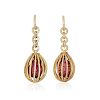 18K Gold Diamond and Ruby Cage Drop Earrings