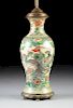 A CHINESE FAMILLE VERTE PORCELAIN VASE MOUNTED AS A LAMP, 20TH CENTURY,