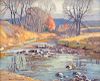 LESTER STEVENS (American 1888-1969) A PAINTING, "Autumn Landscape with Rocky Stream,"