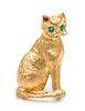 * A Collection of 14 Karat Yellow Gold and Emerald Cat Jewelry, 17.20 dwts.
