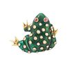 * A Yellow Gold, Diamond, Ruby and Enamel Frog Brooch, 11.20 dwts.