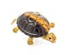 * An 18 Karat Yellow Gold, Tiger's Eye and Ruby Turtle Brooch, 8.90 dwts.