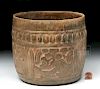 Mayan Carved Pottery Cylindrical Vessel