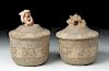 Rare Mayan Pottery Cache Vessels - Matched Pair